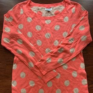 Old Navy tangerine and beige polka dot sweater. L